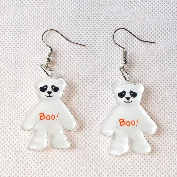 Adorable BOO! Bear Earrings, Halloween Earrings, Cute Earrings, Fun Earrings - Picture 3 of 3